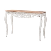 Baxton Studio Riquin Distressed Wood Console Table - Carved Wood Accent Table with Floral Motif and Two-Tone Finishing